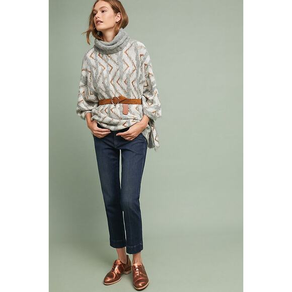 New Anthropologie Chevron Turtleneck Poncho by Sita Murt Retail $283 One Size OS - Picture 5 of 5